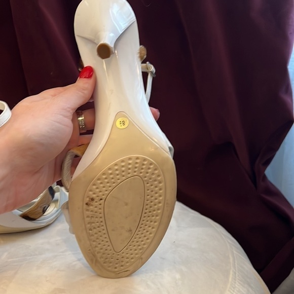 Via Spiga White and Leopard Ankle Strap Sandals Size 8.5 - Picture 6 of 7